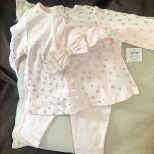 Pink and gold baby outfit with headband